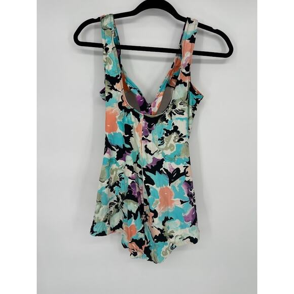 VTG Maxine Of Hollywood 14 Retro Inspired Floral One Piece Bathing Suit Pinup - Picture 5 of 12